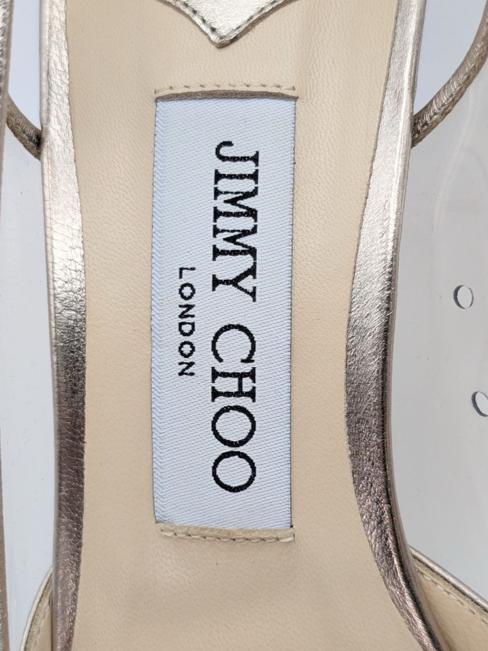 New w/ BoxJimmy Choo “Erin 85” Platinum Leather Slingback Heels Authentic 38.5 - Picture 12 of 16